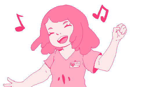 a happy nurse is dancing to music